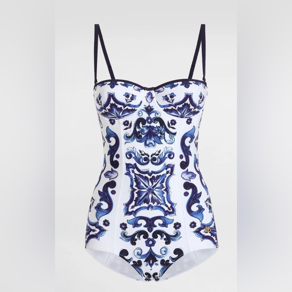 Dolce Gabbana Majolica one-piece swimsuit, size 5 (XL)